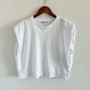 Zara Crop Tee Shirt Top Small White 100% Cotton